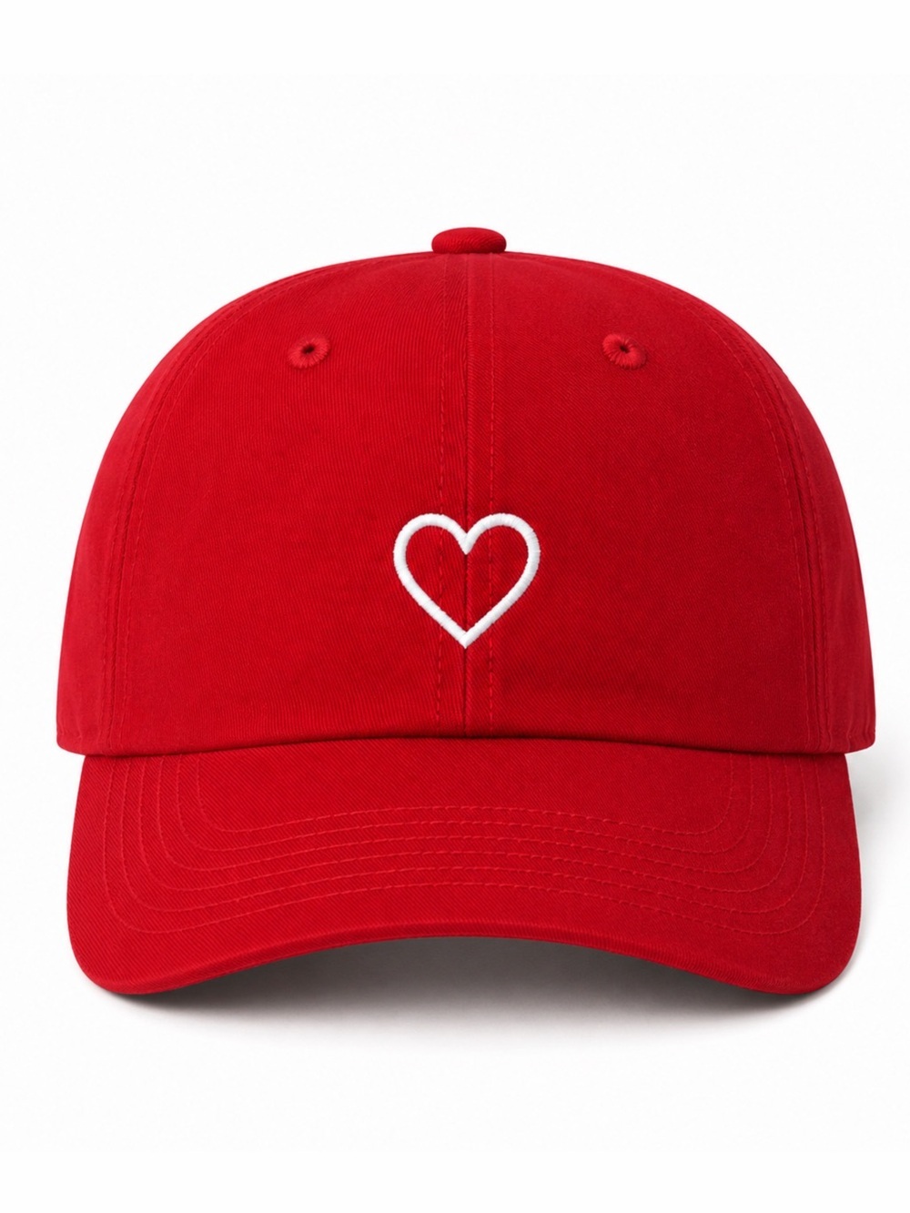 ♥️ Minimalist Love Red Heart Embroidered Baseball Hat Adjustable Velcro Strap